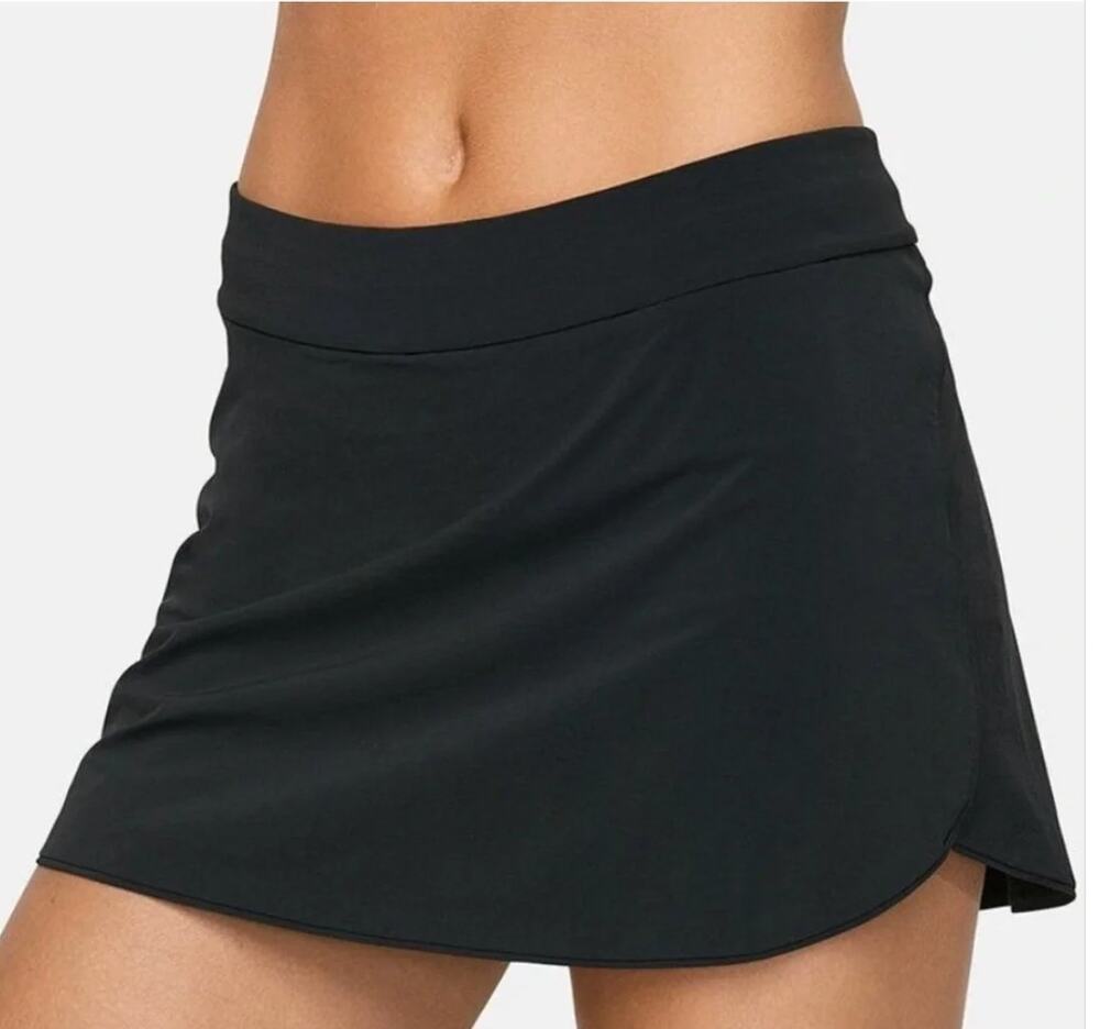 Outdoor Voices Black Athletic Skort Plaid Back Panel Zip Pocket M